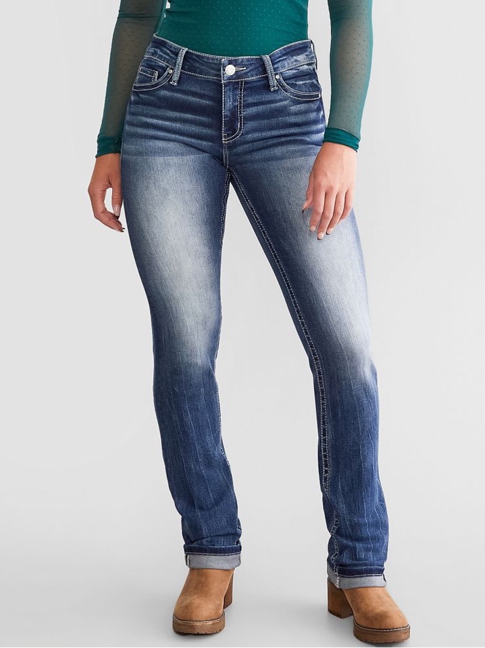 Daytrip Virgo Straight Jeans 29R Medium Wash Stretch Embellished